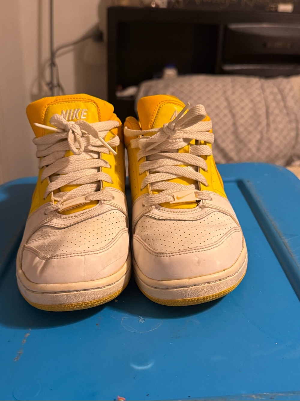 Nike Kids Yellow and White Low-Top Sneakers